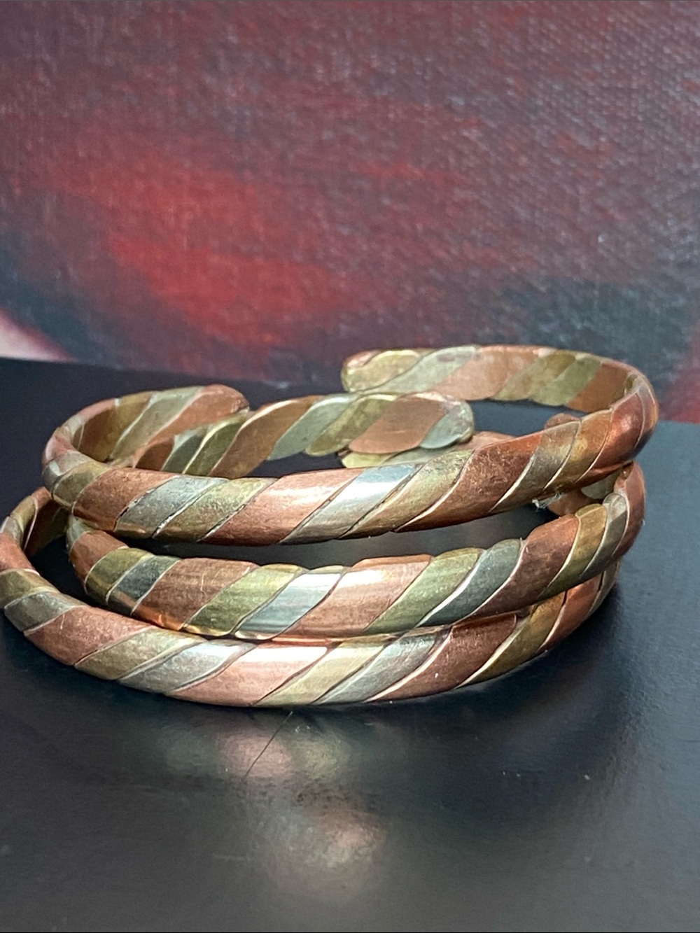 Nepal Tibet Silver Copper Brass Cuff Bracelets Set of 3 Pattern 2
